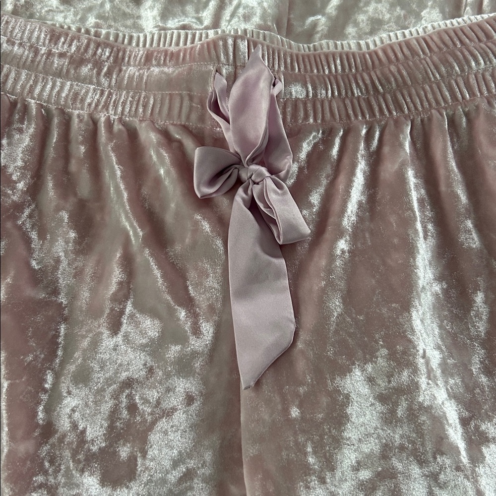 Victoria's Secret crushed velvet Pajama Bottoms in Blush Pink